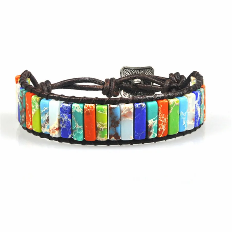 Браслет с 7 чакрами ювелирные изделия ручной работы разноцветные бусины из