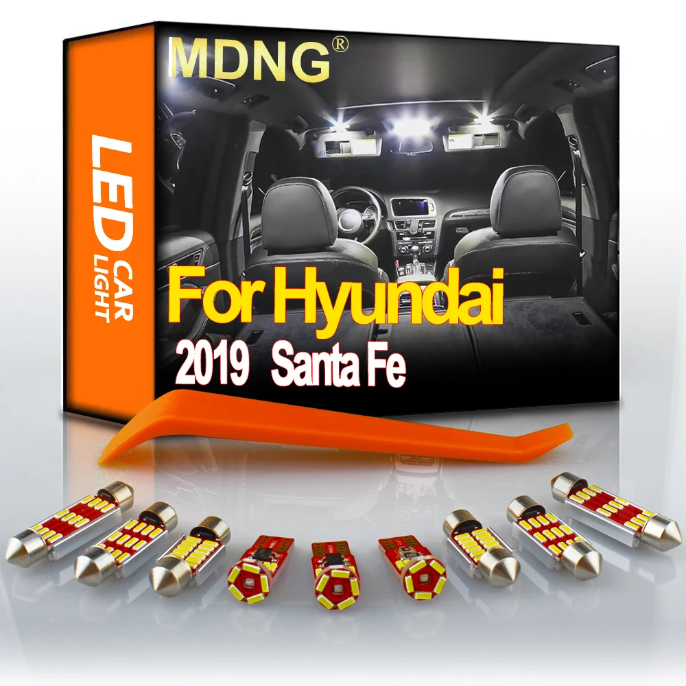 

MDNG 11Pcs Led Interior Lighting Kit For 2019 Hyundai Santa Fe Map Reading Trunk Dome License Plate Light Auto T10 Led Car Bulbs