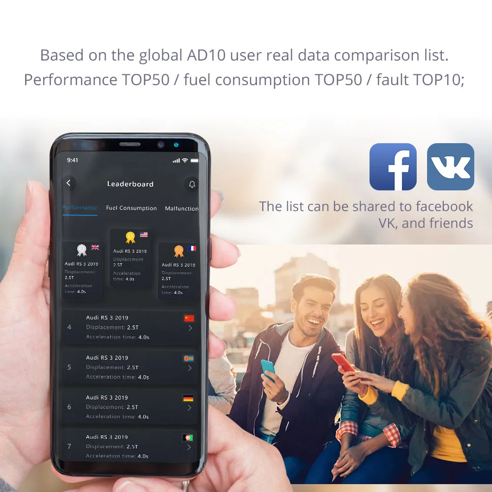 Считыватель кодов XTOOL AD10 Bluetooth 4 2 OBDII поддержка систем диагностики функция HUD