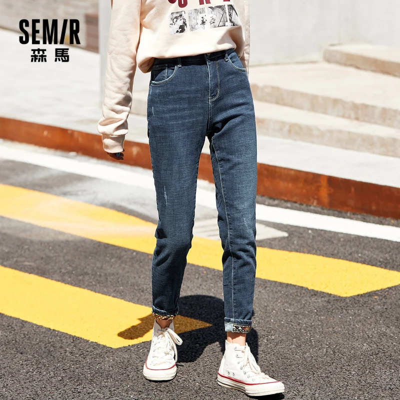 

SEMIR Jeans Women Slim Feet 2020 Autumn New Cropped Pants Fashion Black Pencil Pants Stretch