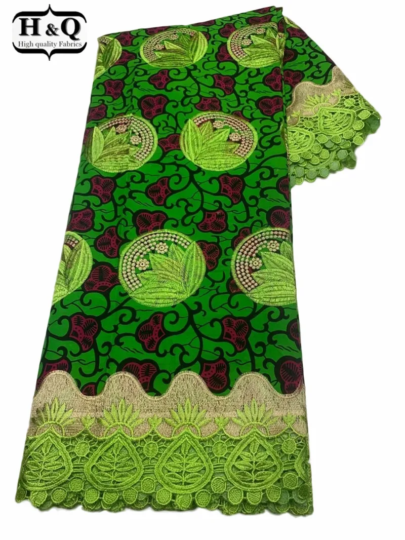 

H&Q newest nigerian guipure lace african wax fabric 100% cotton embroidery batik laces water soluble fabrics 6 yards/pcs W1038