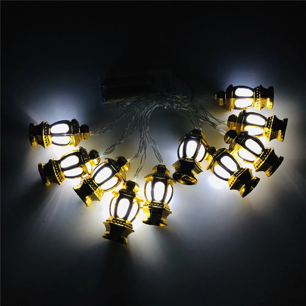 10/20 LED Золотой дворцовый фонарь Сказочный свет на батарейках гирлянда Рамадан