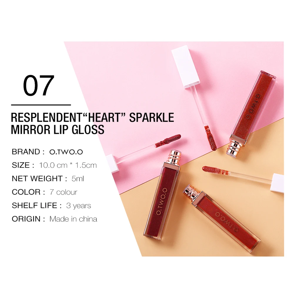 

O.TWO.O 7pcs/set Mirror Lip Gloss Moisturizing Light Gel No Sticky Shimmer Lipstick Liquid Makeup Smooth Lipgloss maquiagem