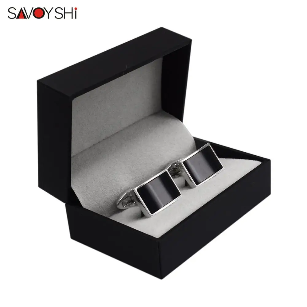 SAVOYSHI классические запонки из черного камня для мужских костюмов рубашка