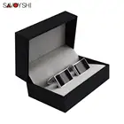 SAVOYSHI классические запонки из черного камня для мужских костюмов рубашка Квадратные Запонки Бизнес Подарок бесплатная пользовательское имя