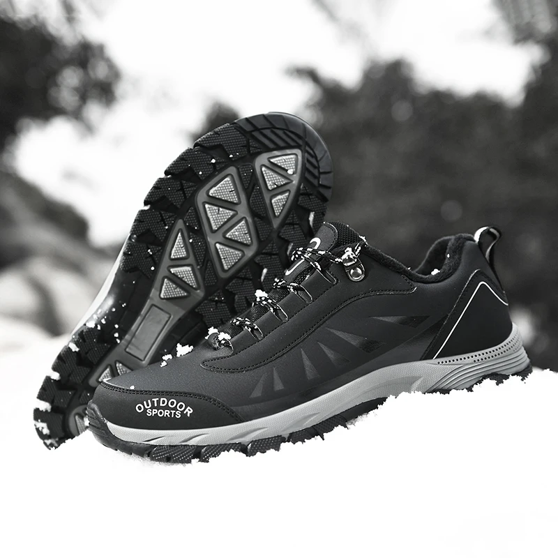 JIEMIAO Trekking Hiking Shoes Man Plus Velvet Lining Mountain Climbing Shoes Outdoor Training Shoes Men Trekking Sport Sneakers