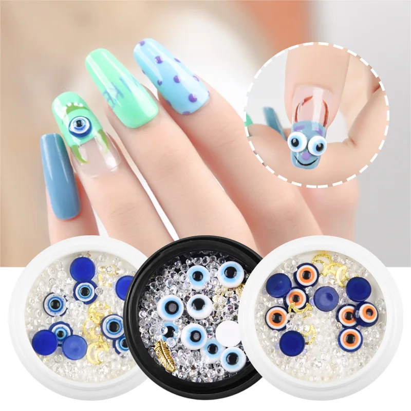 

Evil Eyes Nail Art Decoration Blue Resin Eyes Fish Eyes Nail Diamond Sequins Mixed 3D charms Monster Demon DIY Nail Accessories