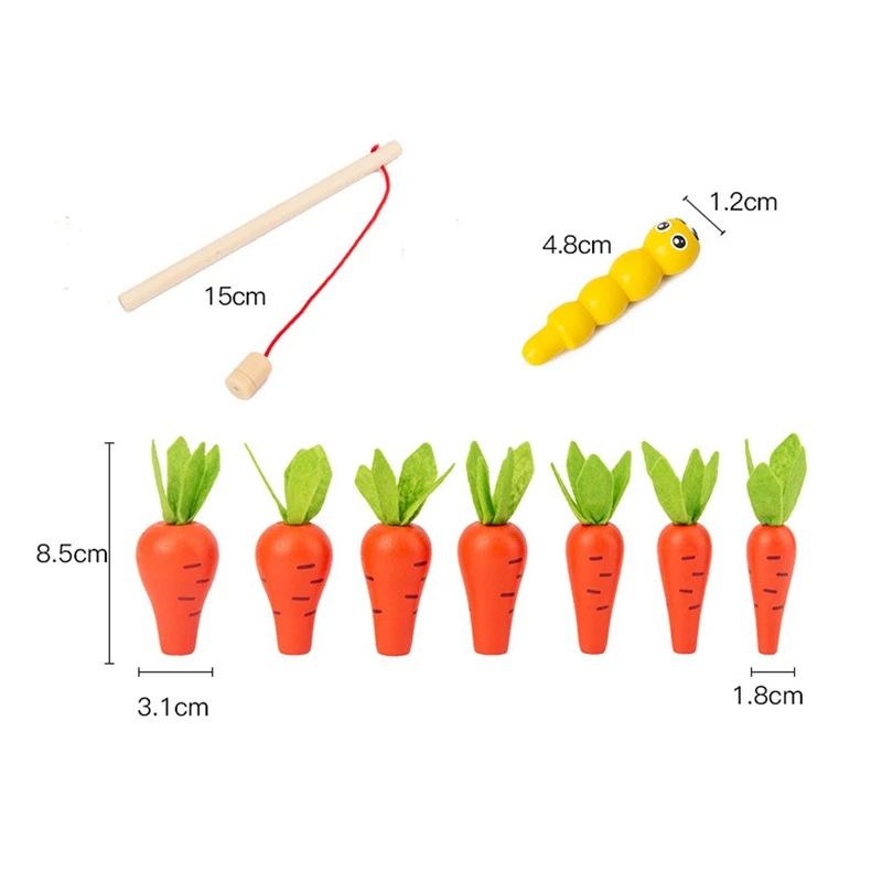 

Baby Montessori Toys Wooden Block Set Pulling Carrot Ability Alpinia Shape Matching Size Cognition Educational Toy Gift Kid