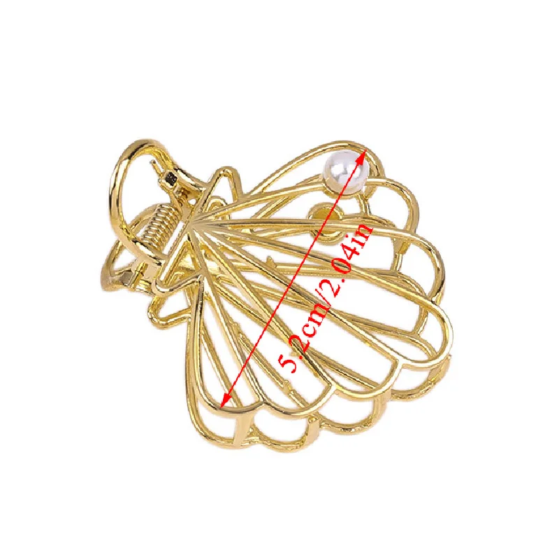 

Fashion Geometric Simple Alloy Shell Pearl Hollow Hair Claws For Women Hair Clips Headwear Vintage Barrettes Hair Accessories