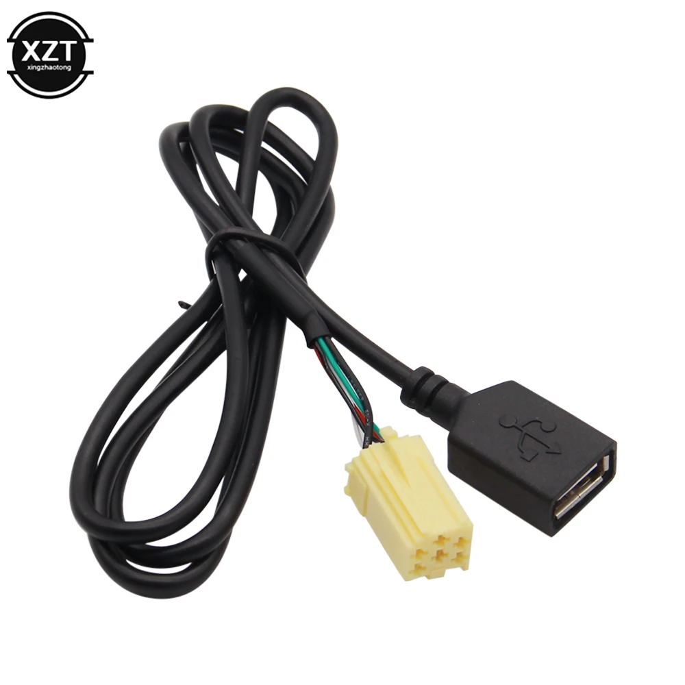 Автомобильный MINI-ISO 6 Pin разъем черный USB кабель с адаптером AUX Функция для Ford Fiat 500