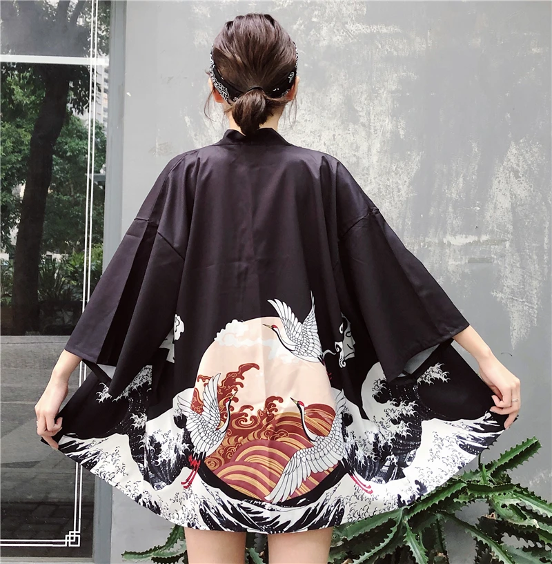 Color2 Новое японское модное Стильное азиатское кимоно Haori с традиционным принтом летнее тонкое пальто кимоно японской серии для женщин - Цвет: Color2