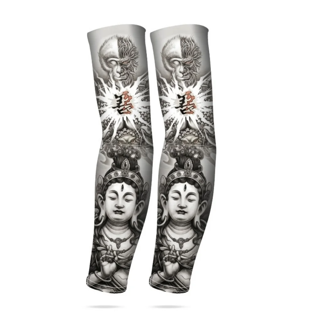 

1 пара на открытом воздухе велосипедные рукава татуировки печатных Защита от ультрафиолетовых лучей MTB велосипед ледяная шелковая ткань ру...