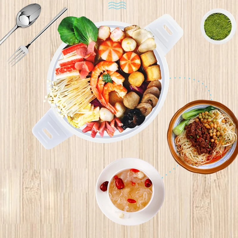 Foldable Electric Frying Pan Kettle Heated Food Container Heated Lunch Box Cooker Portable Multifunctional Thermal Cooker US Plu