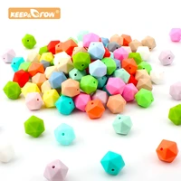 baby silicone 14mm polygon hexagon chewing beads 10pcs teether baby teething newborn nursing product for pacifier chain making