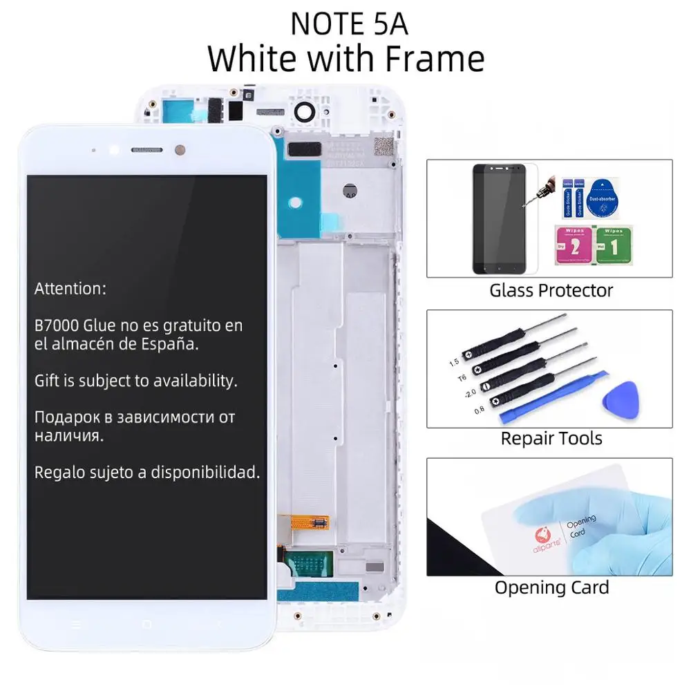Дисплей для XIAOMI Redmi Note 5A 5A Prime Y1 / Y1 Lite LCD в сборе с тачскрином на рамке черный белый - Цвет: Note 5A White Frame