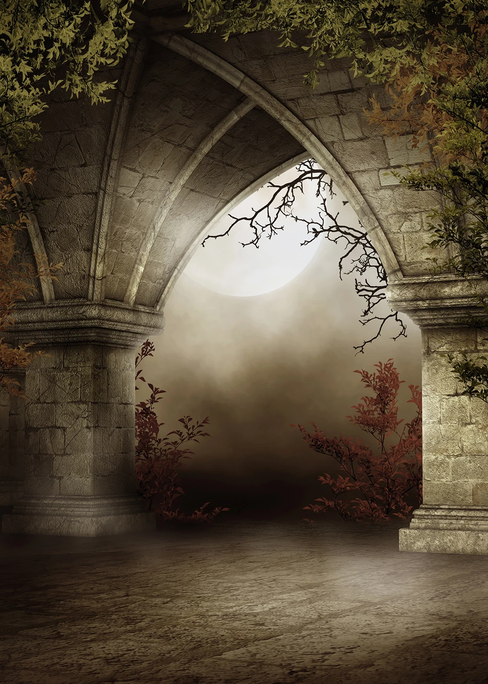 

Photography Backgrounds Halloween night Arch Door moon Baby Party Customized Photographic Backdrops for Photo Studio
