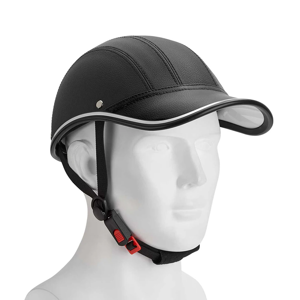 

Motorcycle Hat Leather Half Protective Helmet Cycling Bike Scooter Hard Safety Unisex Racer Helmet Baseball Cap Style