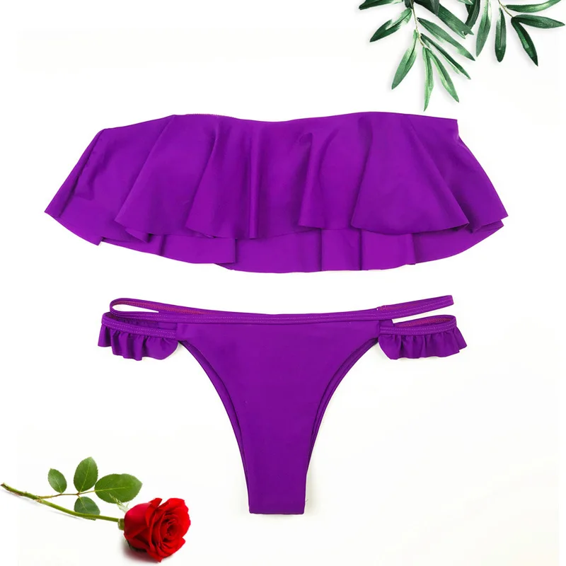 Новинка бикини с оборками для девочек бандо купальный костюм одежда плавания