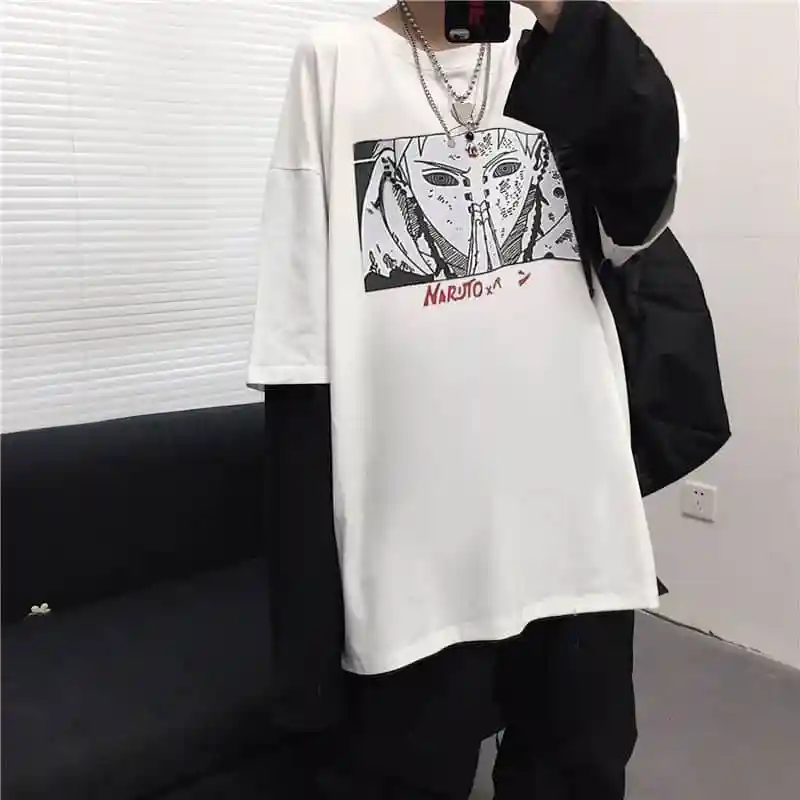 NiceMix Harajuku футболка женская поддельная 2 шт. принт японский Fujiang Ужасы комиксы длинный рукав рубашка Женская Vetement Femme