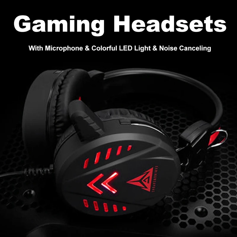 A1 Game Headsets 3.5Mm Wired Headphones Noise Cancel Earphone With Mic Colorful Led Light Volume Control Aux+Usb For Desktop Pc |