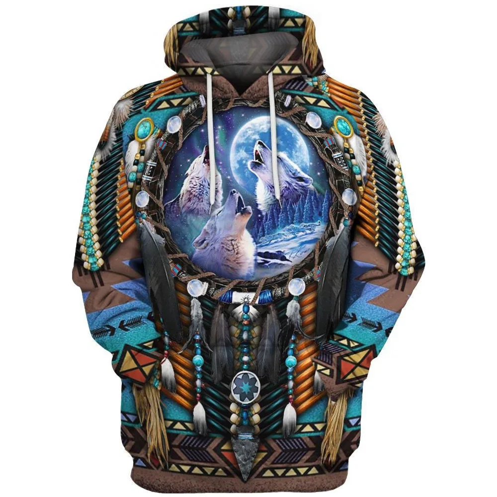 

Native Indian Wolf 3D Printed Hoodies men Harajuku Fashion Hooded Sweatshirt Autumn Unisex Casual hoodie sudadera hombre