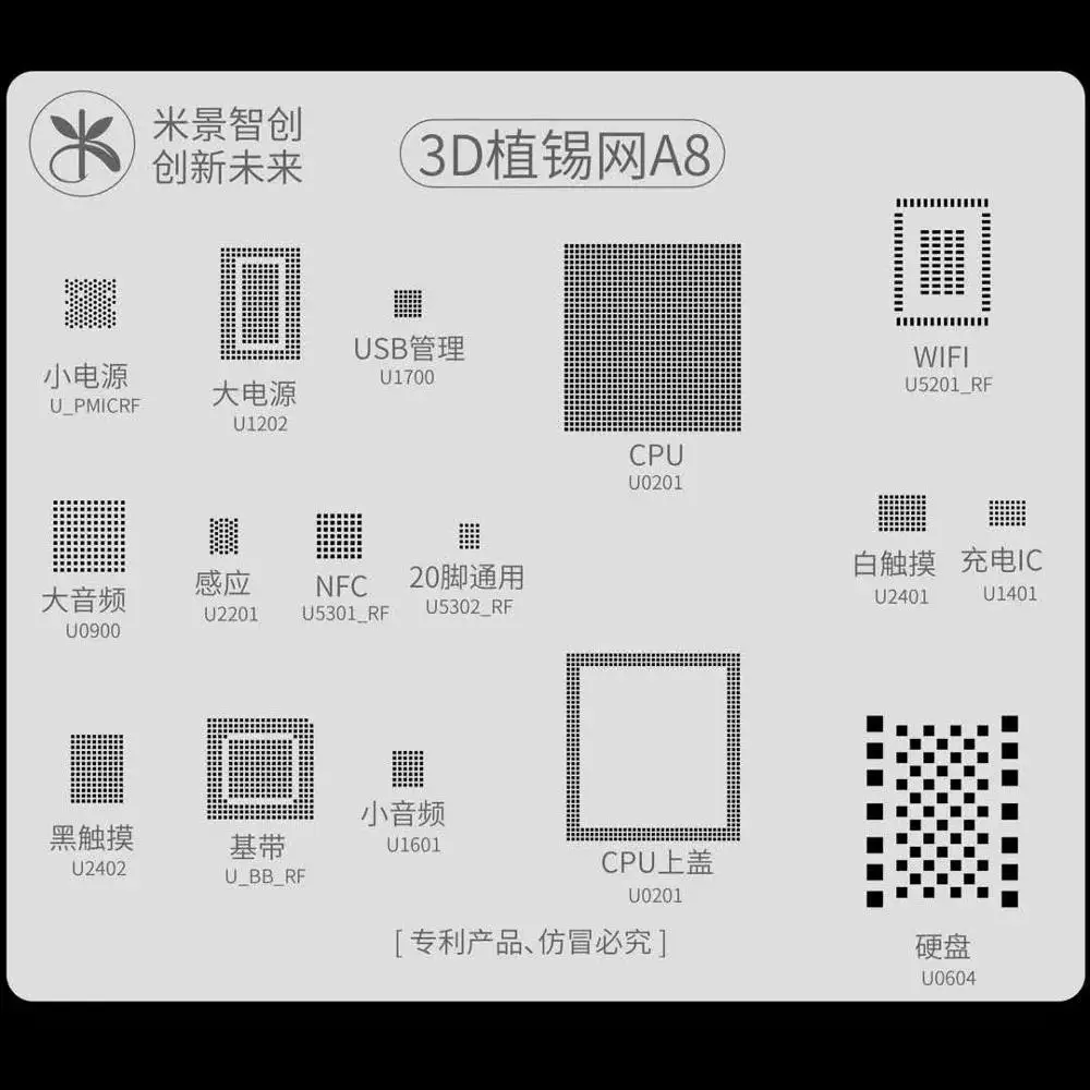 Трафарет MJ 3D Groove BGA комплект трафаретов для процессора и стальной сетки IPhone A9 A11 A10