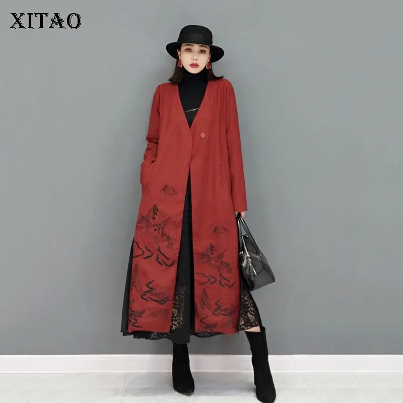 

XITAO Winter New Women Blends Coat Fashion Vintage 2021 Autumn Winter Keep Warm Simplicity Temperament Loose All-match LDS0181