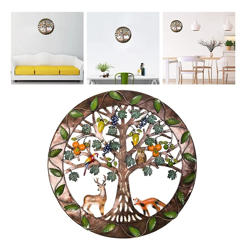 

Metal Eden Tree Wall Art Tree Of Life Wall Decor Sculpture Home Decoration Painting Elk Owl Bird Restaurant Decoration