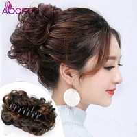 aoosoo short high temperature fiber hair bun synthetic hair curly claw clip inon ponytail hair extensions 4colors available
