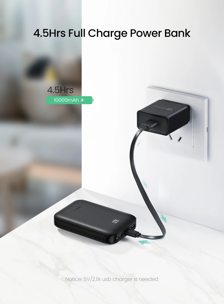 Ugreen power Bank 10000 мАч портативное зарядное устройство Внешняя батарея для мобильного телефона быстрое зарядное устройство для Xiaomi samsung S10 Mini power bank