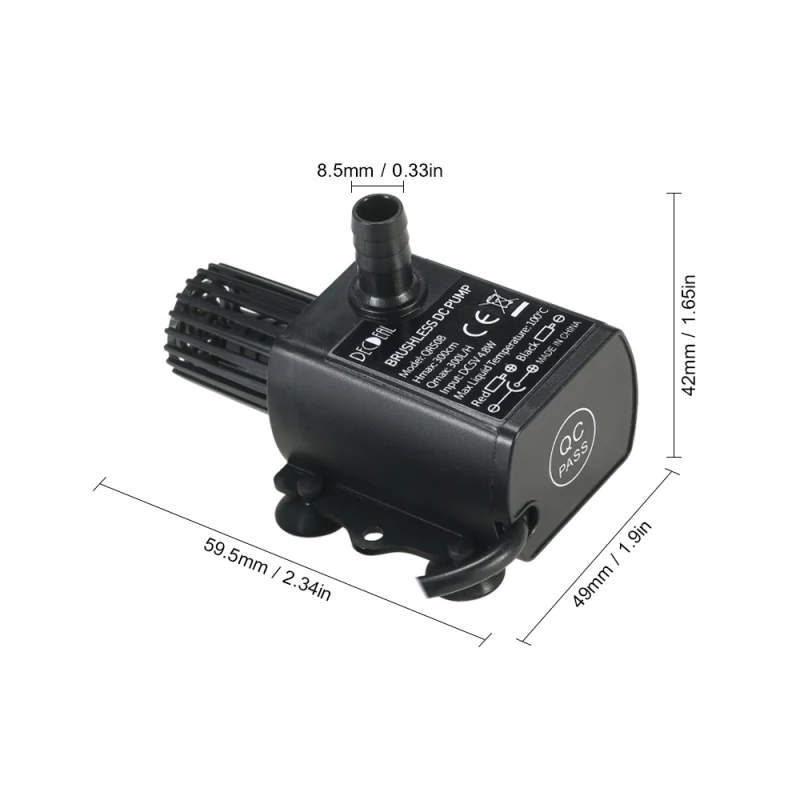 

USB Connector Brushless DC 5V 2.4W 250L / H Micro Submersible Aquarium Air Conditioner Car Cooling Water Pump Low Noise