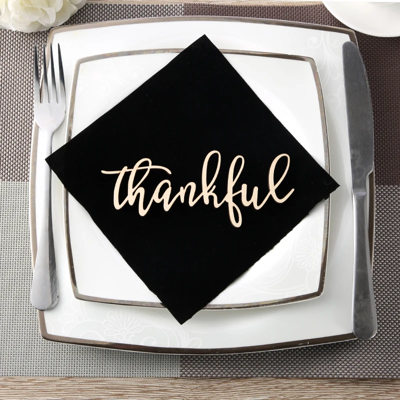 Thankful Place Cards Thanksgiving Name Plates Thanful Wooden Word Holiday Decor settings Wood Sign | Дом и сад