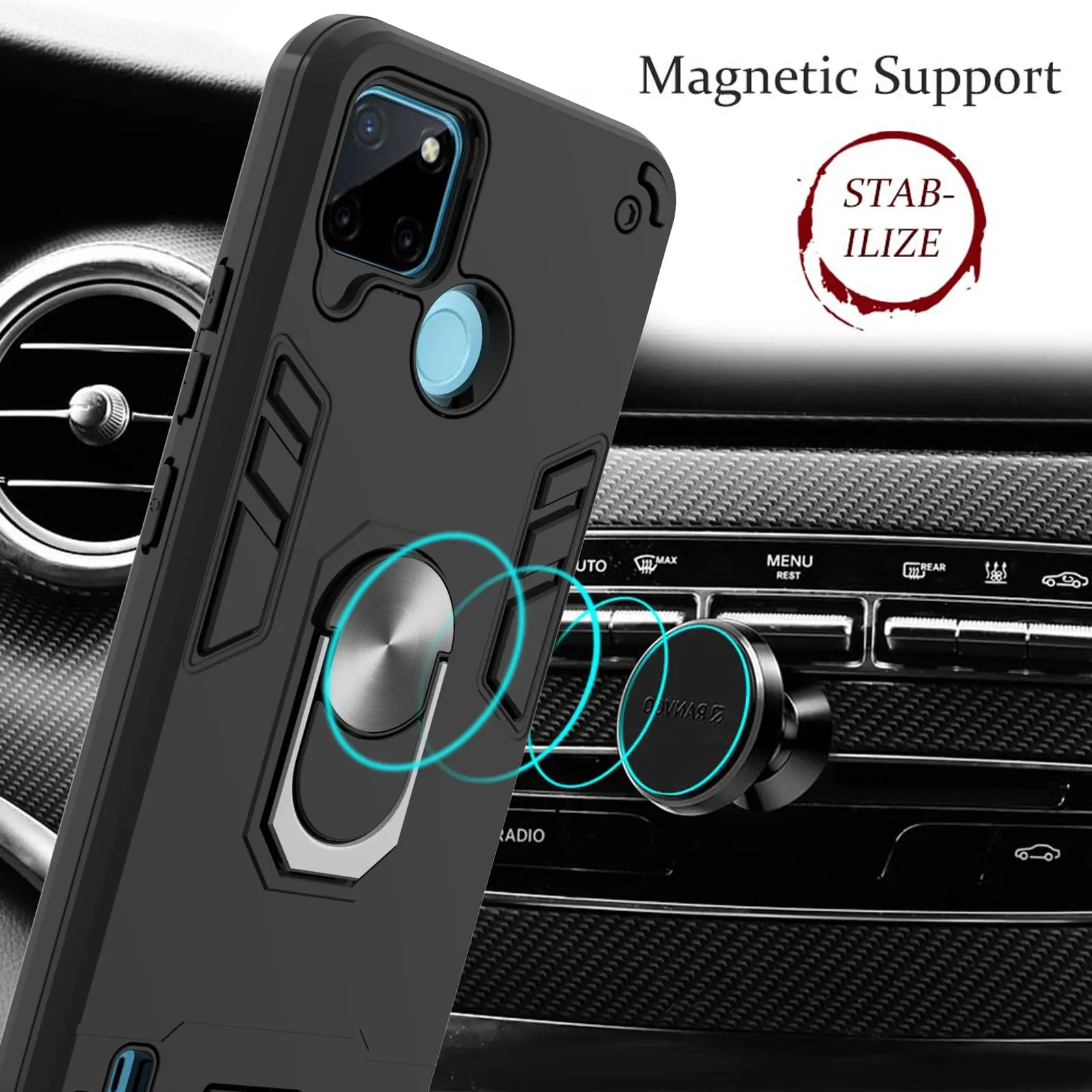 shockproof armor phone case for oppo realme c21y c21 c25 8 pro narzo 30a case magnetic ring holder back cover capa funda free global shipping