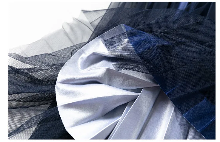 Плиссированная юбка-пачка феи градиентная Юбка-миди с металлической сеткой