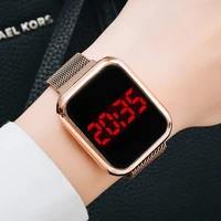 luxury square digital magnetic watches for women rose gold led ladies quartz watch casual female colck reloj mujer dropshipping