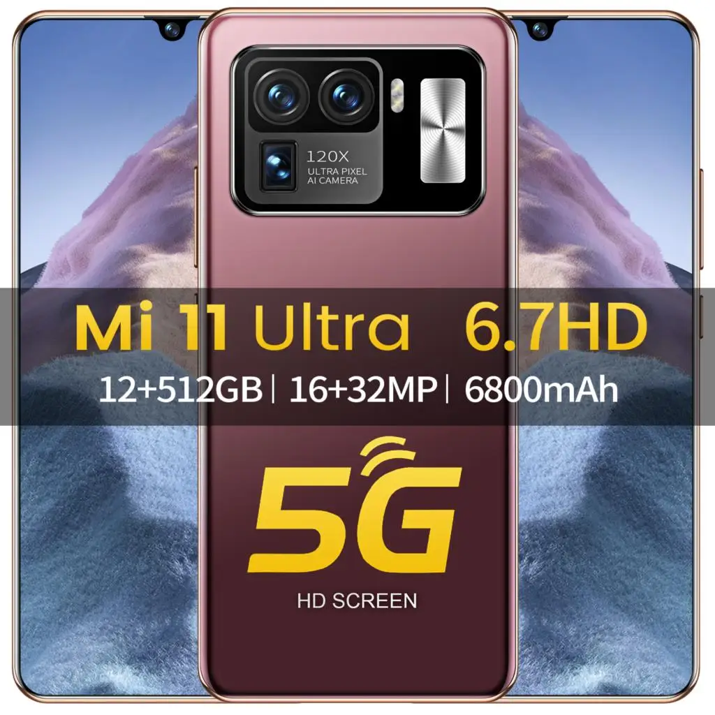 

Global Version Mi 11 Ultra 6.7Inch 16GB 512GB 6800mAh MTK6889 Android 10.0 5G Smartphone Dual SIM Card GPS WiFi Mobile Phone
