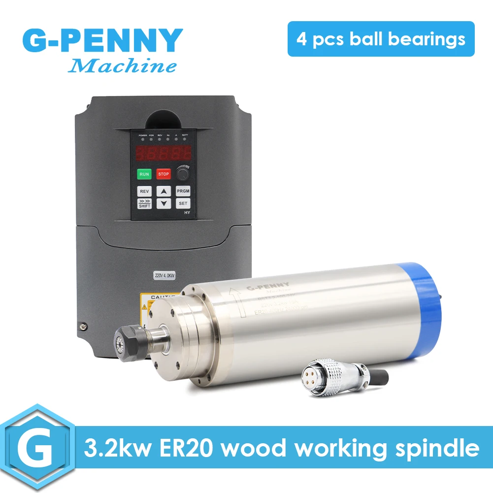 

Двигатель шпинделя кВт с водяным охлаждением ER20 электродвигатель шпинделя с ЧПУ 4 подшипника кВт с водяным охлаждением и 4 кВт VFD/инвертор с ...