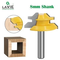 la vie 1pc 8mm shank 45 degree small lock miter router bit mortise tenon knife 34 stock woodworking carbide end mill mc02011