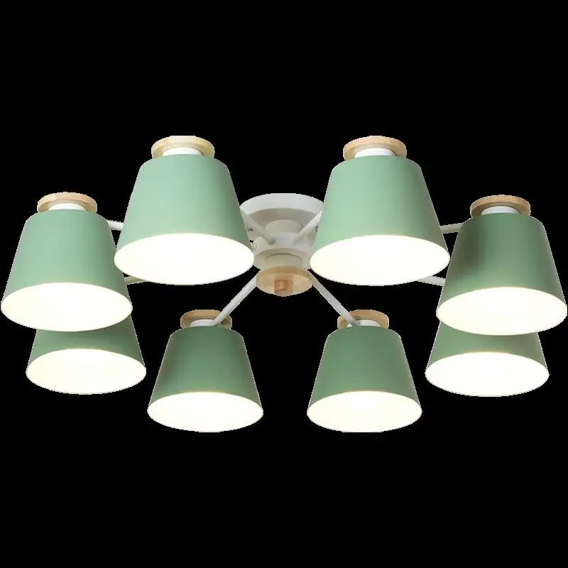 Цветная Люстра для гостиной светодиодный деревянный потолочный светильник