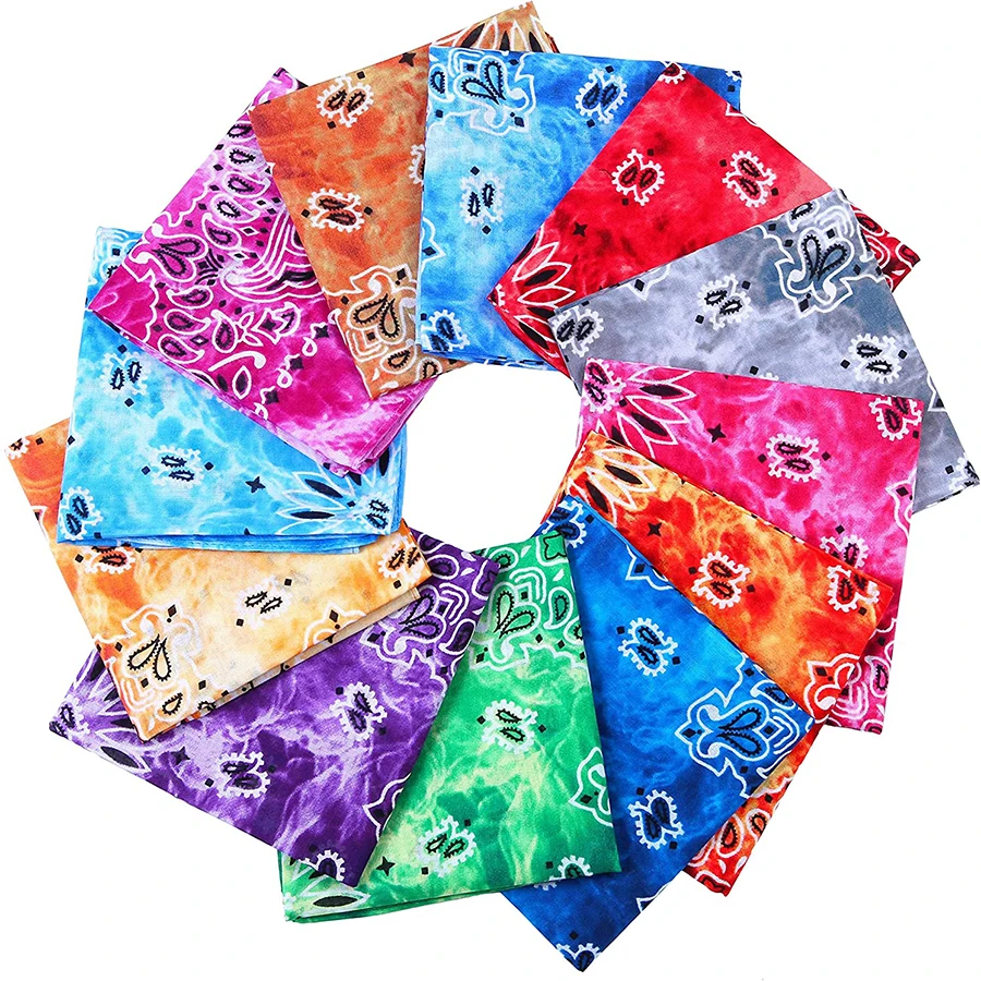 

Tie Dye Bandana for Women Hair Accessories Men Cotton Square Hair Scarf Girls Fashion Headband Hip Hop Unisex Headscarf 2021