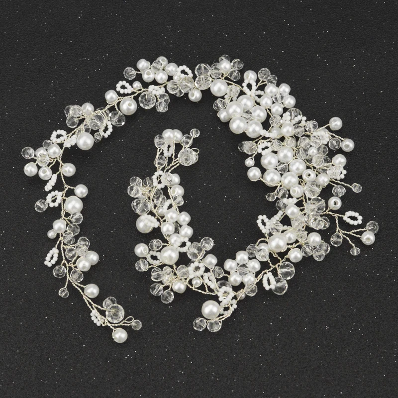 FMSWD Роскошный Серебряный Свадебный ободок жемчужные аксессуары для волос