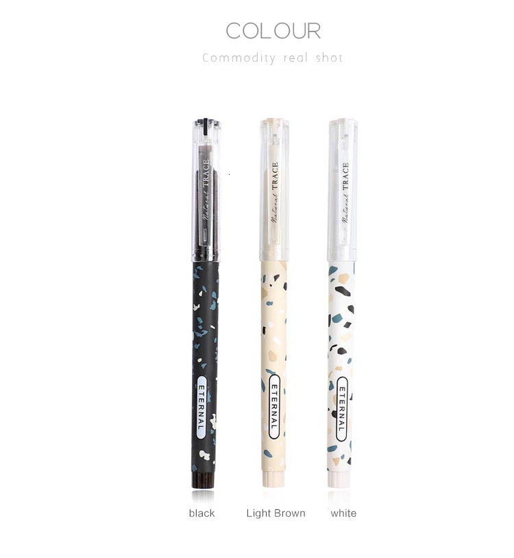 JIANWU 3pcs/set Simple lovely Large Capacity Gel Pen Quick-drying Neutral Pen for student black ink pen kawaii school supplies