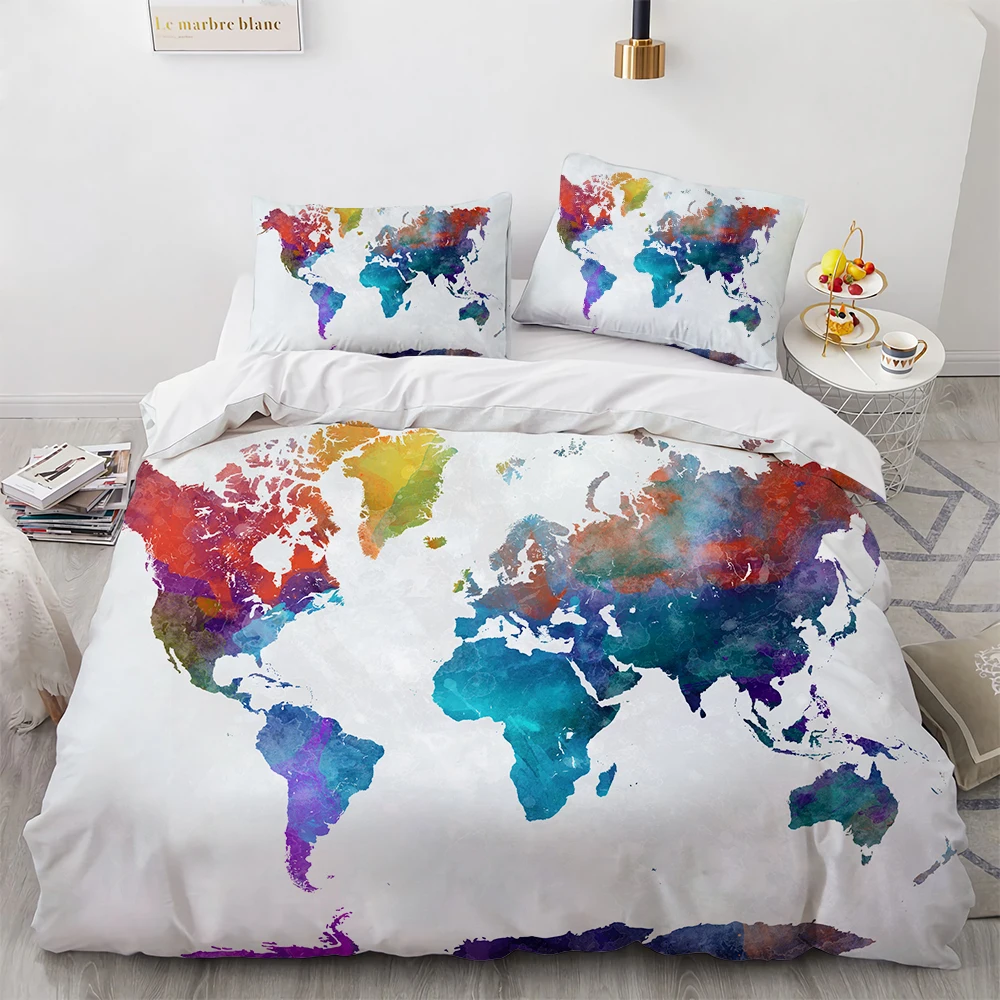 Nautical World Map Bedding Set Nordic Style Soft Bedspreads Comforter Duvet Cover Quality Quilt And Pillowcase | Дом и сад