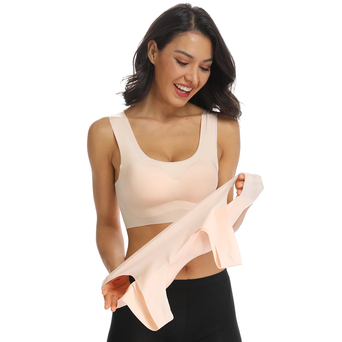 Беспроводной бюстгальтер без косточек с подушечками пуш ап бесшовное