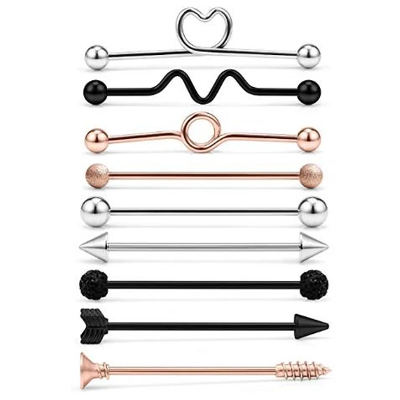 14 г 38 мм нержавеющая сталь промышленные серьги-штанги хрящевая спираль-раковины