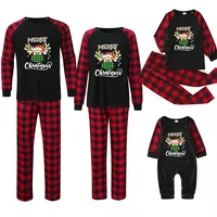 2022 plaid christmas pajamas family matching outfits deer father mother children baby sleepwear mommy and me xmas pjs clothes