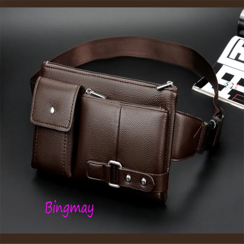 Мужские коричневые кожаные нагрудные сумки поясная сумка для мальчиков