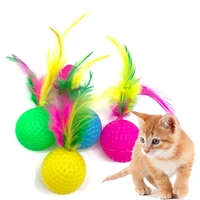 pet products kitten color badminton toy cat supplies interactive training ball chasing a chewing cat toy ball cat accessories