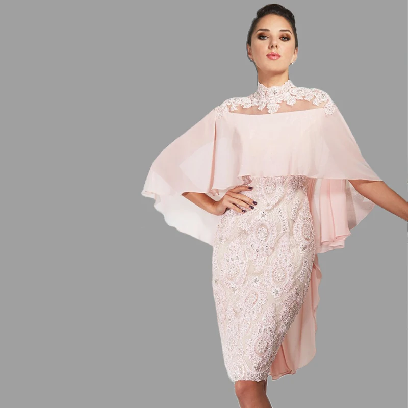 2021 современное короткое кружево до колена для мамы невесты платья с бусинами