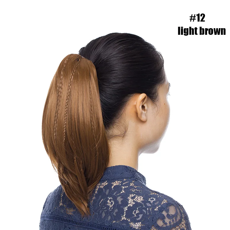 light brown S-noilite, 11 дюймов, Женские синтетические накладные волосы на заколках в виде хвоста пони, прямые накладные волосы, сделай сам, стильные накладные волосы пони - Цвет: light brown